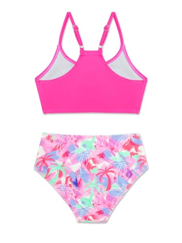 Image of SHEKINI Girls 3 Piece Printed Swimsuit High Waist Bikini Set with Cover Up Pants