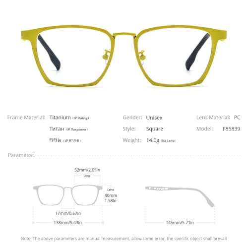 Image of FONEX Pure Titanium Glasses Frame Men Square Magnet Clip On Eyeglasses with Polarized Lens