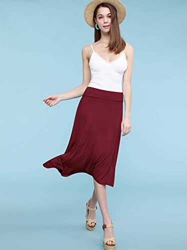 Image of FRAULEIN Women's Midi Skirt Wide High Waist Vintage A-Line Flared and Swingy Skirt