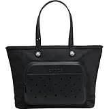 Crocs Nylon Tote Bag, Personalize with Jibbitz Charms, Black, Large