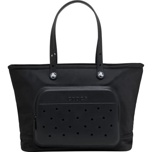 Crocs Nylon Tote Bag, Personalize with Jibbitz Charms, Black, Large
