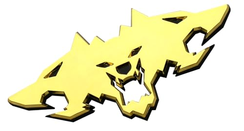 Image of Wolf Pack Emblems 3D Logo Car Badge Side Rear Styling Decal Sticker Compatible with Tesla Cybertruck Cyberbeast Motorcycles (Golden)