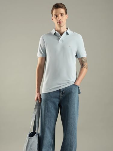 Image of Tommy Hilfiger Solid Regular fit Cotton Polo t-Shirt