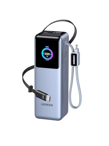 UGREEN Nexode Pro 200W Power Bank 25000mAh Batería Externa Portátil Carga Rápida 2 Cable USB C 100W 2 Puerto Pantalla TFT Compatible con iPhone 17 16 15 Pro MAX Plus Air Galaxy S25 S24 MacBook iPad