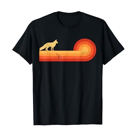 Fox Retro Vintage 60s 70s Sunset Mammal Animal Lovers Men T-Shirt Cover