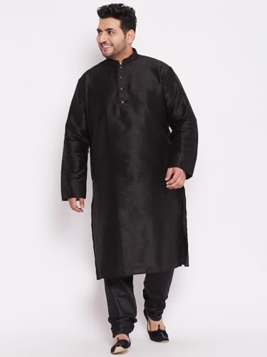 Image of Vastramay Plus Men's White Silk Blend Kurta Pyjama Set VPLUSMKWH001nPBL 44 | Independence Day