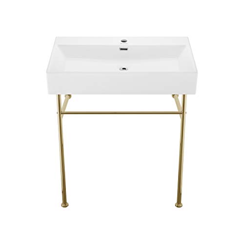 Swiss Madison Well Made Forever Sm-Cs722, Claire 30" Ceramic Console Sink In Glossy White Basin #TOP1