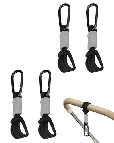 ZEXIJOW 4PCS Gancho Multifuncional Universal para Silla de Paseo,Colgador Duradero para Bolsas de Compra,Mochilas y Bolsos,Material Resistente de Cuero PU y Aleación de Aluminio