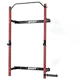 Folding Wall Mounted Squat Rack, Multi-Functional Power Rack for Home Gym Small Spaces, 1000 Pounds Capacity Foldable Squat Rack with Attachments, 2.36