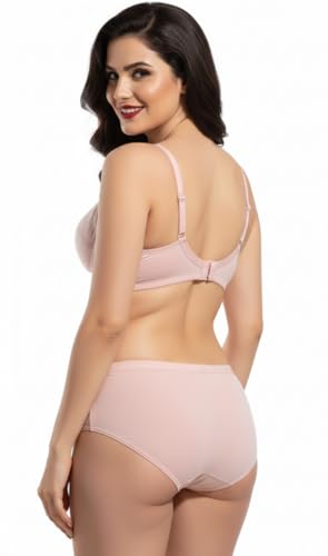 Image of Combo Pack of 2, Premium Women's Cotton Rich Non-Padded Wire-Free Lingerie Sets | Full Coverage Bra & Low Rise Panty with Lace Work | Bra Panty Sets