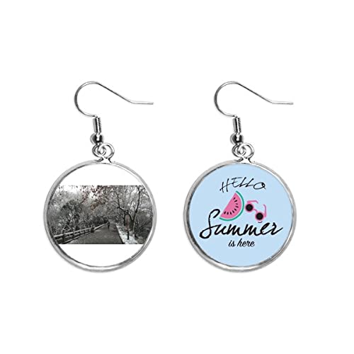 Pendientes de sandía de fotografía artística para moda urbana y estilo estival