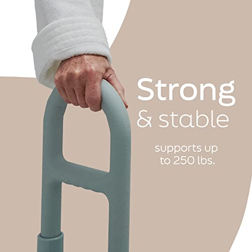 Medline Bathtub Safety Grab Bar, Shower Rail, Microban Protection, Light Blue, 1 Count #TOP3
