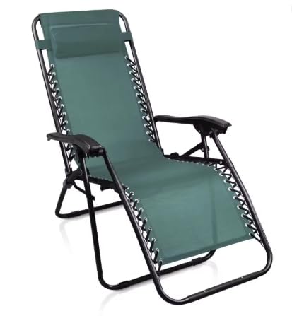 ARBUTUS Tumbona de Jardín Plegable y Reclinable, Hamaca con Cojín Cómoda y Resistente para Terraza, Camping y Patio (1, Verde)