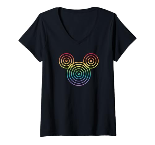 T-shirt col V Mickey Disney Pride multicolore haut en coton mode été