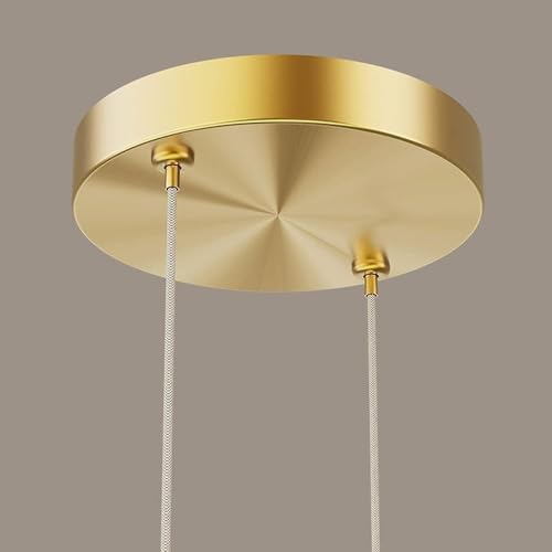 Suspension de plafond haut de gamme lustre LED cercles noirs et finitions cuivre - 2