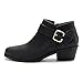 Athlefit Women's Chunky Low Heel Ankle Boots Classic Pointed Toe Side Zipper Black Booties Size 9