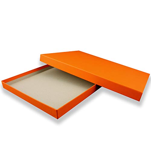 1x DIN A4 - Hochwertige Geschenk- und Aufbewahrungsbox - 30,2 x 21,3 x 2,1 cm - Orange - stabiler 650 g/m² Karton