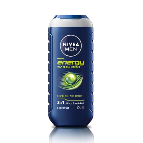 Nivea Men Body Wash, Energy With Mint Extracts, Shower Gel For Body, Face & Hair, 250ml