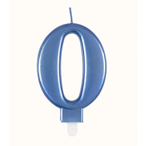 Unique 19610 Birthday Candle Number 0-3.54" | Blue | Metallic | 1 Pc