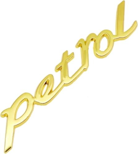 Image of AutoBizarre 3D Raised Petrol Metal Monogram Emblem Badge Sticker for All Cars & Bikes (Gold)