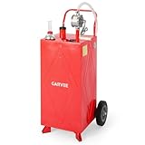 30 Gallon Fuel Gas Caddy Storage Tank, Portable Gas Caddy w/ Wheels, Reversible Manual Hand Pump & Fuel Hose, Anti-Static Grounding Clamp, Vent/Level Gauge, Wide Fill Neck, Gasoline/Diesel Transfer for ATV, Car, Mower, Tractor, Boat