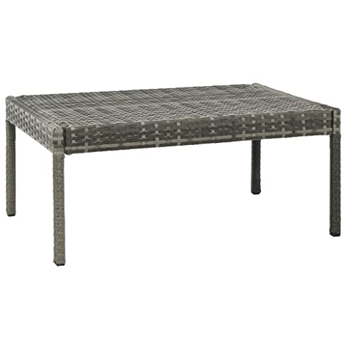 GOLINPEILO 3 Piece Rattan Patio Sofa Set with Cushions, Wicker Outdoor Furniture with 3-seat Sofa, Coffee Table, Stool, Seat and Back Cushions, Poly Rattan Gray