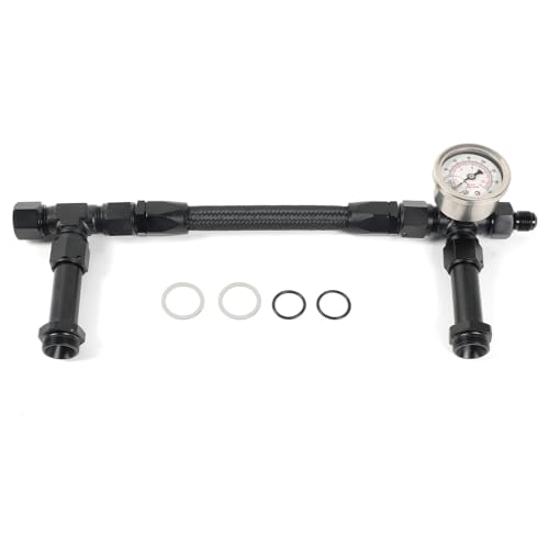 BARTOO 8AN Carburetor Dual Feed Fuel Line Pressure Gauge For Holley 4150 Carburetor Black