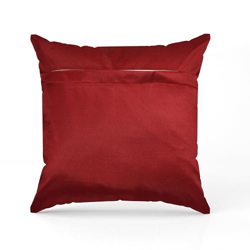 Image of TEXIVA Premium Velvet Cushion Covers Set of 5, 16x16 Inch Sofa Cushion Covers with Hidden Zipper, Modern Floral Pattern - Red