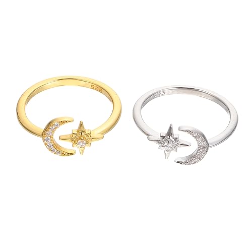 Bague ouverte ajustable pour femme lune étoile : finis les problèmes de taille