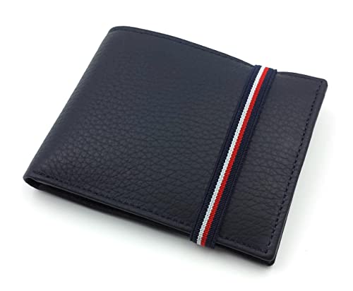 franartPiel – Cartera para hombre americana con monedero y cierre de elástico | Piel Ubrique | Billetera horizontal de cuero hecha a mano (Azul)