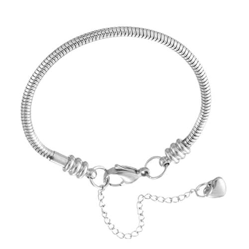 KunBead Adjustable Heart Lobster Clasp Snake Chain Charm Bracelets Compatible with Pandora Charms...