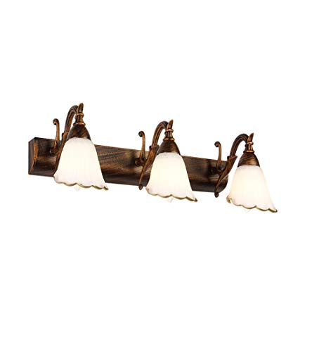 T-TWJQ Vintage forjado espejo de los faros lámpara de pared pasillo pasillo cabecera lámpara de pared luz de la puerta iluminación, bronce, 46cm