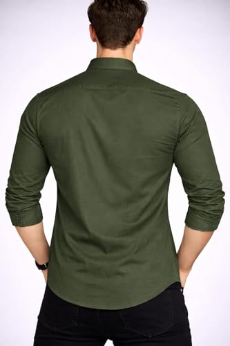 Image of Men's Slim Fit Long Sleeve Button-Down Shirt, Casual Formal Style with Chest Pocket