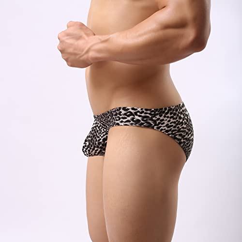 Men's Low Waist Leopard Underwear Briefs Soft Sexy Pouch Underpants 5