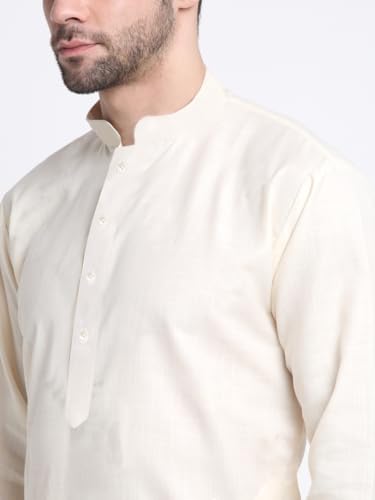Image of KRAFT INDIA Men's Cotton Solid Kurta With Drawstring Pyjama Set