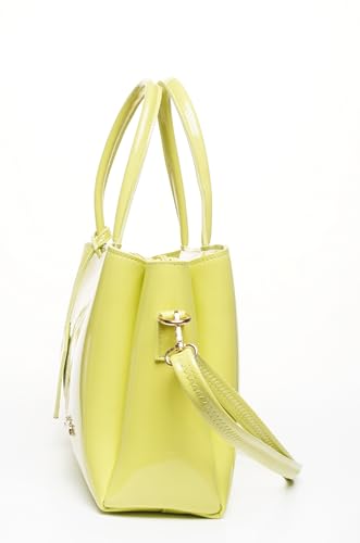 Image of Carrylux Women's Top Handle Bag | Hand Held bag | Stylish Patent Synthetic Leather Handbag with Dual Handles & Detachable Sling Strap | Beige Shoulder Purse for Work & Casual Outings