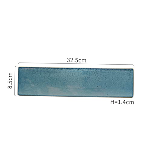 Plato rectangular de cerámica azul claro para sushi miniatura 3