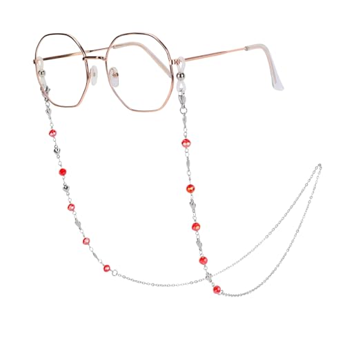 Image of Eyeglass Chain Silver Stainless Steel Handmade Necklace for Reading Glasses Sunglass Beaded Chains for Men Women