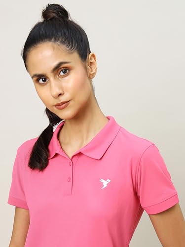 Image of TECHNOSPORT Womens Polyester Slim Fit Solid Half Sleeve Polo Matpiq T-Shirt with Techno Dry, Anti Static for Regular Use