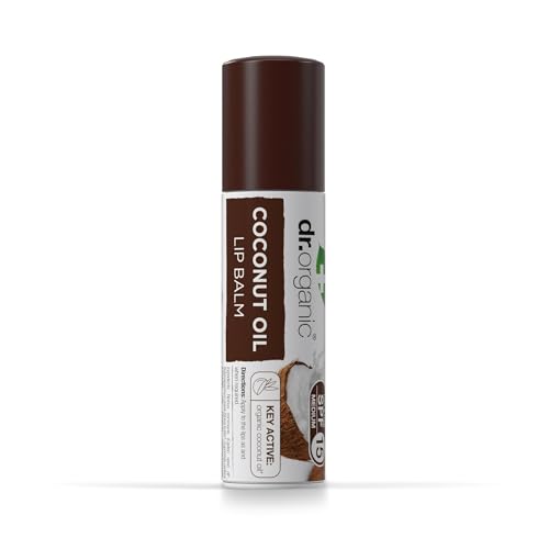 Dr Organic Coconut Oil Lip Balm Moisturising SPF 15 Mens Womens Natural Vegetarian Cruelty-Free Paraben & SLS-Free Recycled & Recyclable Organic 5.7ml Packaging may vary