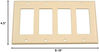 Leviton 4-Gang Decora/GFCI Device Wallplate, Standard Size, Thermoset, Device Mount, 80412-T, Light Almond image 5