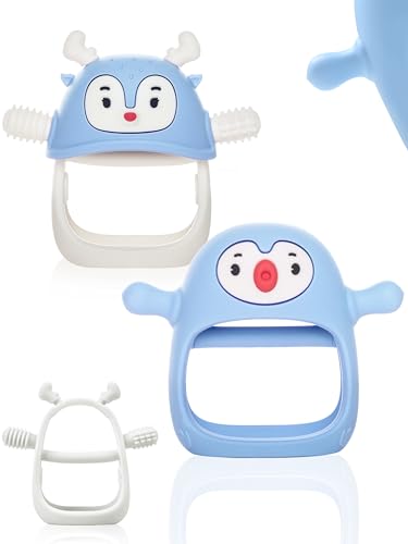 Image of Smily Mia Penguin and Reindeer 2Pack Baby Teething Toys Gift Set for 0-18Months Babies