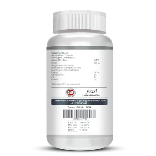 Image of Vokin Biotech EGCG from Green Tea Leaf Extract 500mg EGCG - Antioxidant Support - 90 Capsules