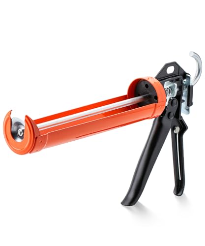 Bates- Caulking Gun, 12:1 Thrust Ratio, Black & Orange, Caulking Tool Gun, Caulk Gun No Drip, Hand...