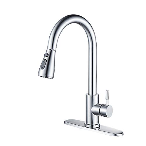 Pull-Down Kitchen Sink Faucets with Pull Out Sprayer,Etechydra Modern Stainless Steel Faucet for Kitchen,Pause Function High Arc 360 Degree Brushed Nickel Kitchen Faucet