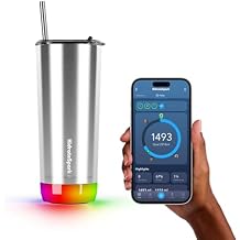 Hidrate Spark PRO Smart Tumbler Bundle Insulated Stainless Steel Tracks Water Intake with Bluetooth, LED Glow Reminder When You Need to Drink 20oz Black