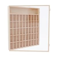 50 Compartments Wooden Display Case Wall Mount Miniature Display Case Wood Collectibles Display Shelf Box with Clear Door Wall Shadow Box for Collectibles Mini Dolls Small Rocks- 23.5 x 24.6 inch