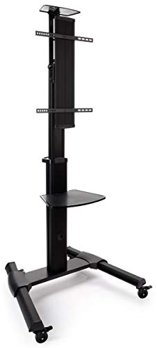 Displays2go Rolling TV Stands, AV Shelf & Camera Shelf - Black (TEL6X4BK) - Thumbnail 3