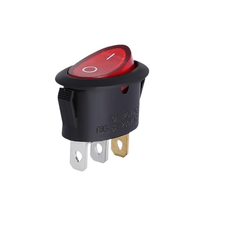 POWTAXBJGD 2PCS KCD1 Oval Rocker Switch ON-Off/ON-Off-ON 2 Pins / 3 Pins Fan/Kettle Switch Power Switch 6A 250VAC / 10A 125VAC(3PIN with lamp)