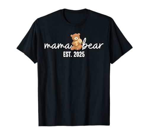 Mama Bear Est 2025 Mother's Day New Mom Pregnancy Reveal Camiseta
